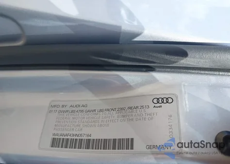 2017 Audi A4 2.0T Premium from USA, damaged, VIN WAUANAF43HN057164